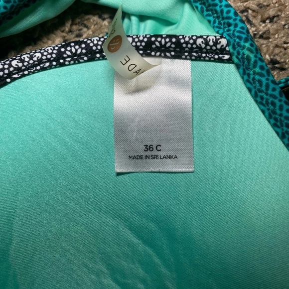 Boho Shade & Shore 36C Bikini Top Tie Back Beaded Tassel Paisley Turquoise - Picture 8 of 9